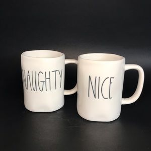 NWOT Rae Dunn LL NAUGHTY & NICE XMAS Mugs Set of 2